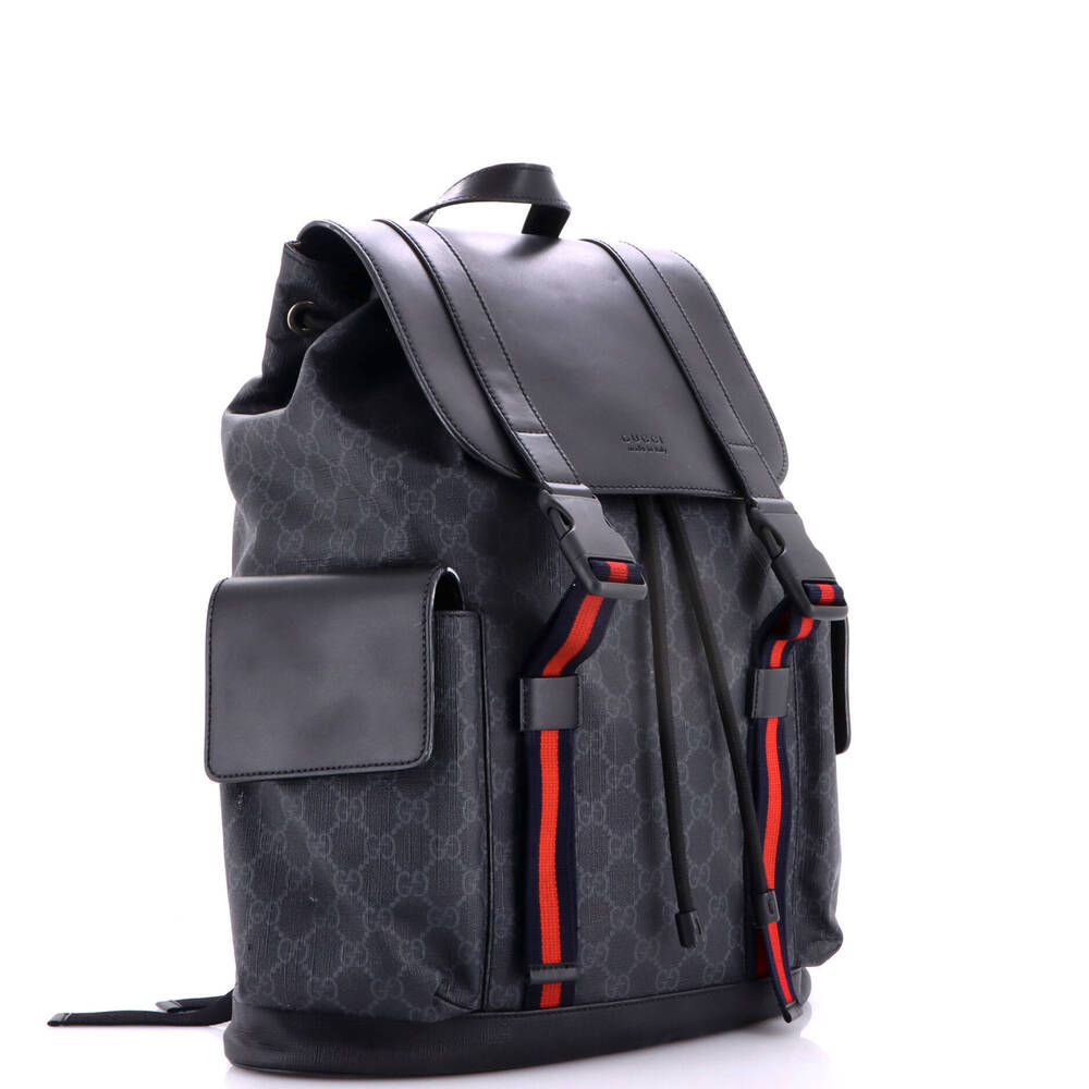 Gucci Large Double Pocket Buckle Backpack GG Coated Canvas - Picture 2 of 7